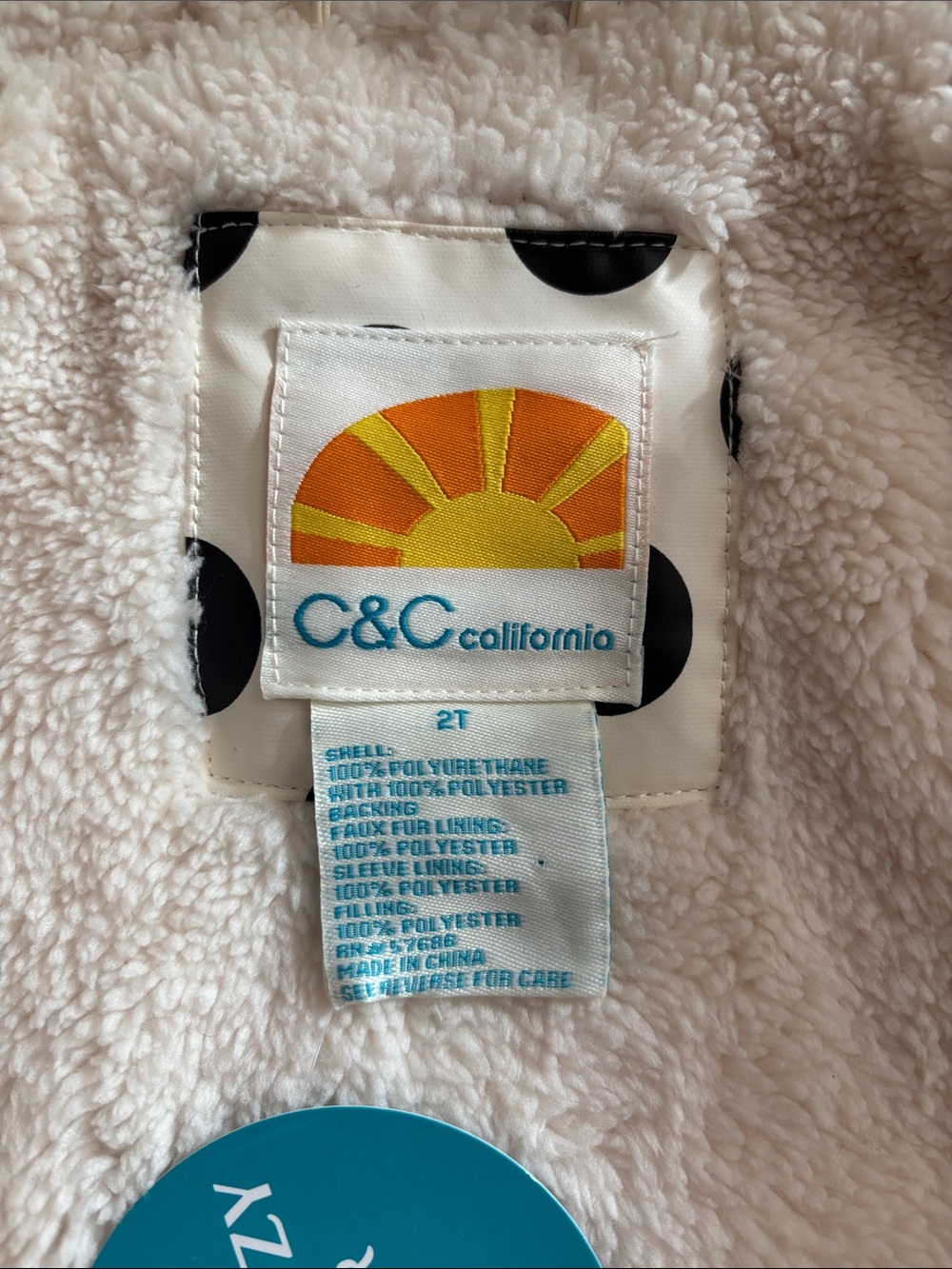 2T NWT C&C California Fleece Lined Polkadot Raincoat - Picture 3 of 5